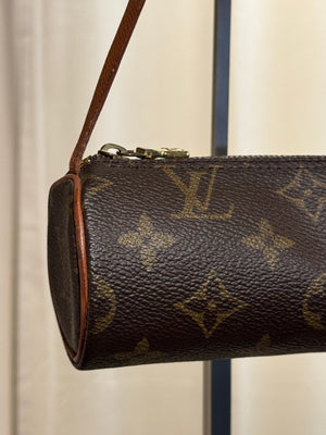 Louis Vuitton Mini Papillon Monogram Canvas Pochette Cylindrical Shoulder Bag Leather Chain Strap