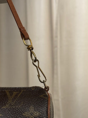 Louis Vuitton Mini Papillon Monogram Canvas Pochette Cylindrical Shoulder Bag Leather Chain Strap