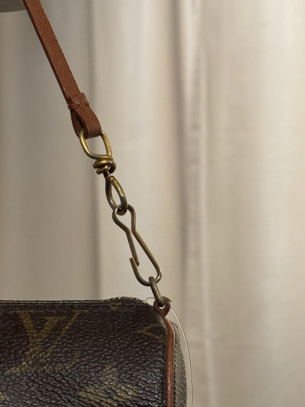 Louis Vuitton Mini Papillon Monogram Canvas Pochette Cylindrical Shoulder Bag Leather Chain Strap