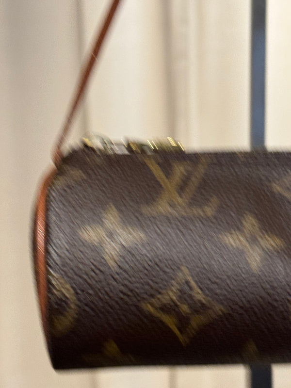 Louis Vuitton Mini Papillon Monogram Canvas Pochette Cylindrical Shoulder Bag Leather Chain Strap