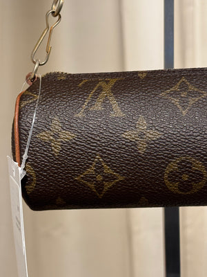 Louis Vuitton Mini Papillon Monogram Canvas Pochette Cylindrical Shoulder Bag Leather Chain Strap