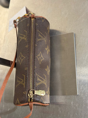 Louis Vuitton Mini Papillon Monogram Canvas Pochette Cylindrical Shoulder Bag Leather Chain Strap