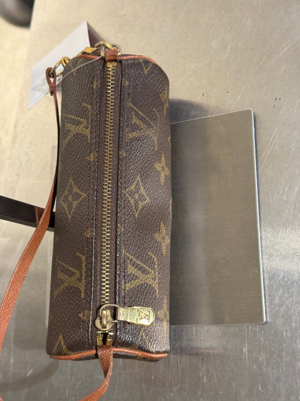 Louis Vuitton Mini Papillon Monogram Canvas Pochette Cylindrical Shoulder Bag Leather Chain Strap