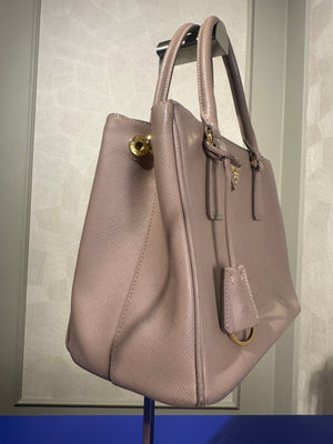 Prada Galleria Bag Dusty Pink Saffiano Leather Tote Strap Top Handles Structured Logo Full Set