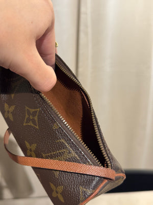 Louis Vuitton Mini Papillon Monogram Canvas Pochette Cylindrical Shoulder Bag Leather Chain Strap