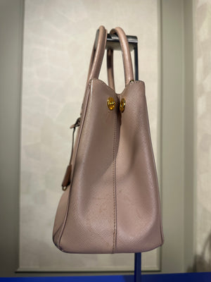Prada Galleria Bag Dusty Pink Saffiano Leather Tote Strap Top Handles Structured Logo Full Set
