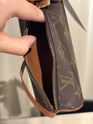 Louis Vuitton Mini Papillon Monogram Canvas Pochette Cylindrical Shoulder Bag Leather Chain Strap