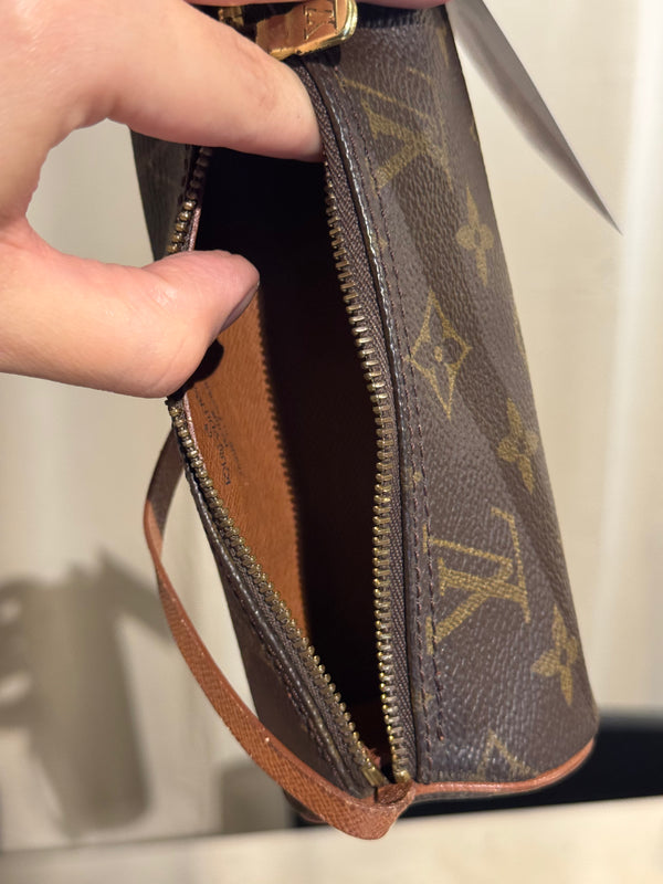 Louis Vuitton Mini Papillon Monogram Canvas Pochette Cylindrical Shoulder Bag Leather Chain Strap
