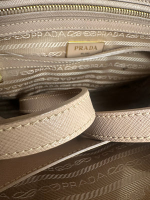 Prada Galleria Bag Dusty Pink Saffiano Leather Tote Strap Top Handles Structured Logo Full Set