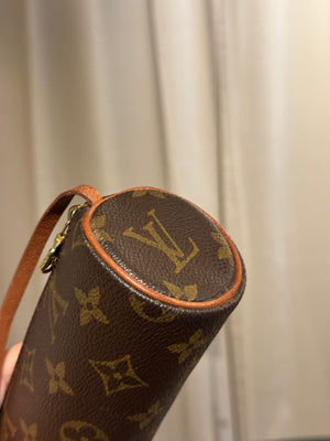 Louis Vuitton Mini Papillon Monogram Canvas Pochette Cylindrical Shoulder Bag Leather Chain Strap