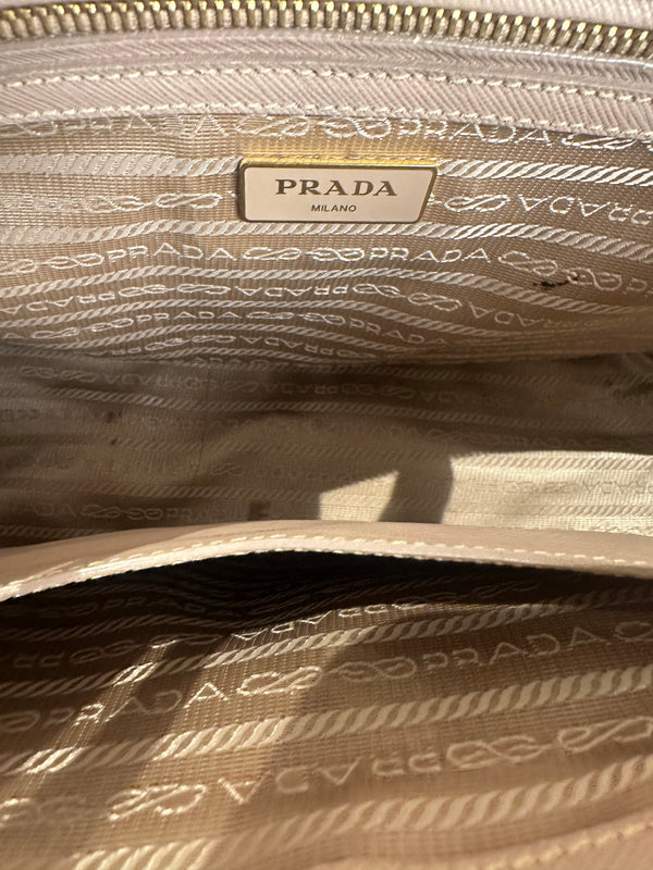 Prada Galleria Bag Dusty Pink Saffiano Leather Tote Strap Top Handles Structured Logo Full Set
