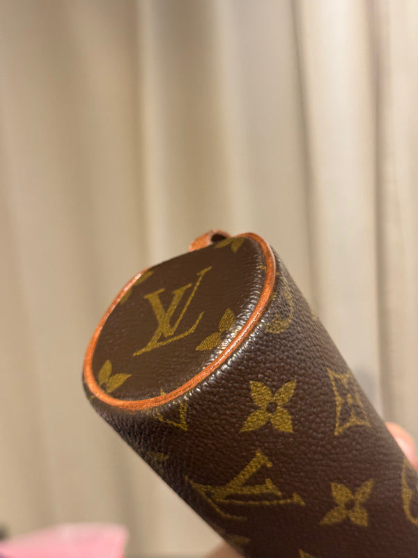 Louis Vuitton Mini Papillon Monogram Canvas Pochette Cylindrical Shoulder Bag Leather Chain Strap