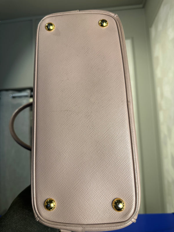 Prada Galleria Bag Dusty Pink Saffiano Leather Tote Strap Top Handles Structured Logo Full Set