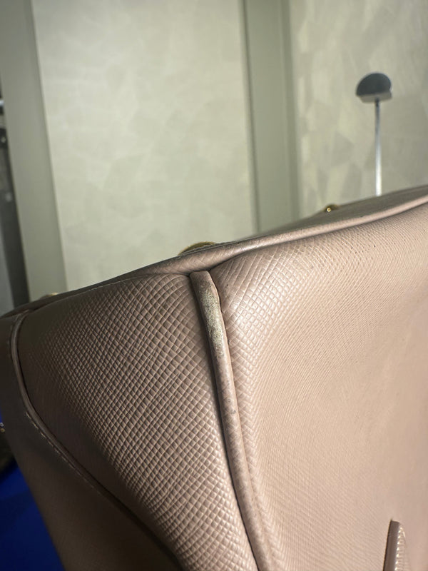 Prada Galleria Bag Dusty Pink Saffiano Leather Tote Strap Top Handles Structured Logo Full Set