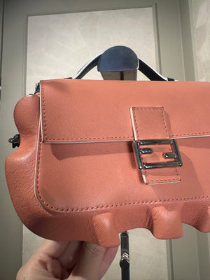 Fendi Doppia Micro Double Baguette Wave Bag Navy Pink Top Handle Crossbody 2016 Colourblock
