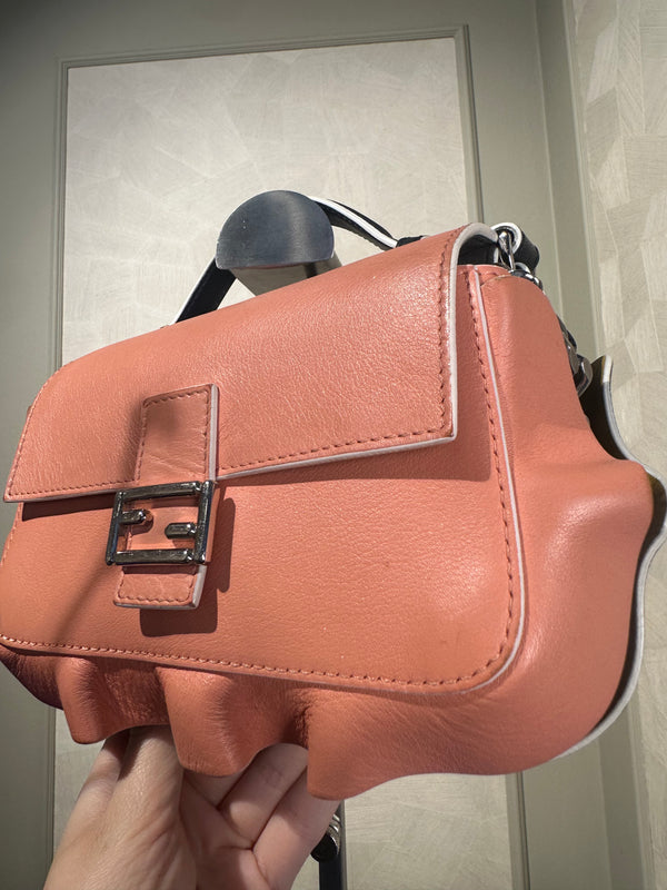 Fendi Doppia Micro Double Baguette Wave Bag Navy Pink Top Handle Crossbody 2016 Colourblock