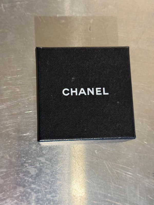 Chanel Reversible CC Logo Pendant Necklace Silver Tone Rhinestone Crystal Double Sided Chain with Box