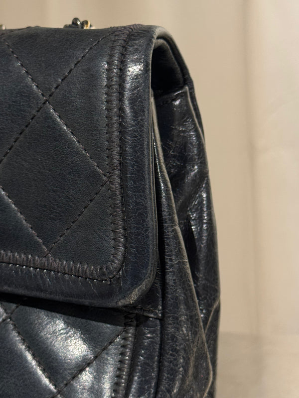Chanel Black Quilted Leather Flap Shoulder Bag CC Turnlock Chain Strap Entrupy Certificate No Serial Sticker