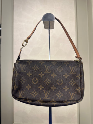 Louis Vuitton Vintage Pochette Accessoires Shoulder Bag Leather Monogram Iconic Classic LV Brown