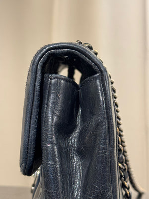 Chanel Black Quilted Leather Flap Shoulder Bag CC Turnlock Chain Strap Entrupy Certificate No Serial Sticker