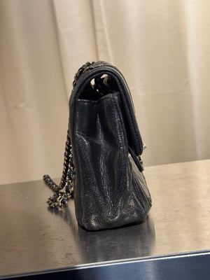 Chanel Black Quilted Leather Flap Shoulder Bag CC Turnlock Chain Strap Entrupy Certificate No Serial Sticker