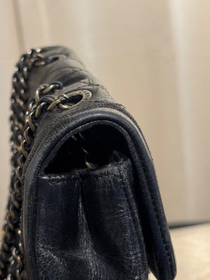 Chanel Black Quilted Leather Flap Shoulder Bag CC Turnlock Chain Strap Entrupy Certificate No Serial Sticker