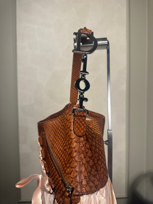 Christian Dior Python Baby Pink Ballerina Corset Lace Up Shoulder Bag 2004 John Galliano Rare DIOR Detailing Vintage Bow