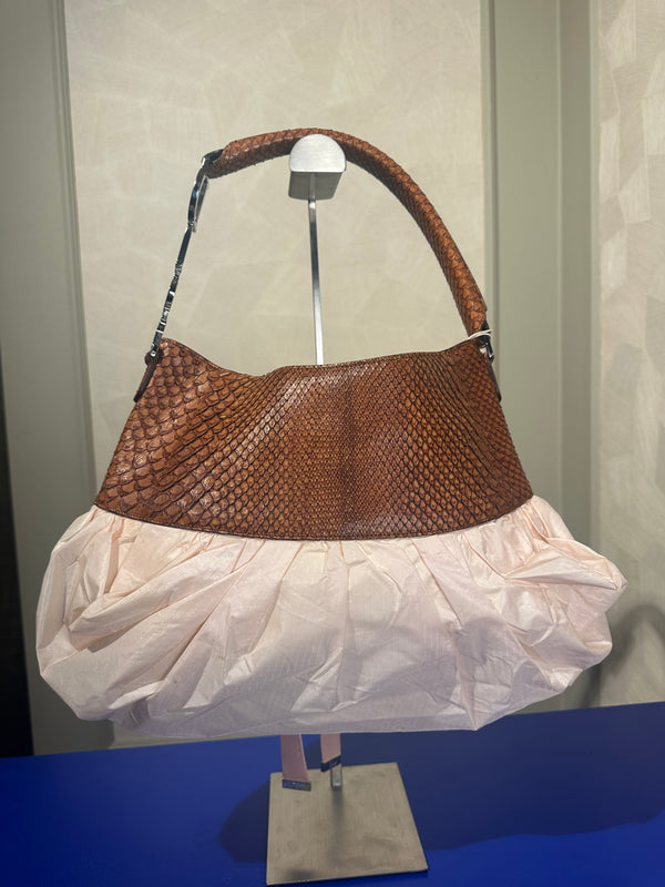 Christian Dior Python Baby Pink Ballerina Corset Lace Up Shoulder Bag 2004 John Galliano Rare DIOR Detailing Vintage Bow