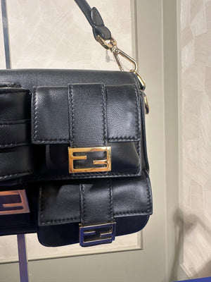 Fendi Baguette Multipocket Shoulder Bag Autum-Winter 2023/24 Black Leather Classic FF Gold Hardware