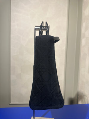 Lady Dior Bag Black Nylon Silver Hardware Quilted Classic Style Top Handle 2006 Vintage ´DIOR´ keychain