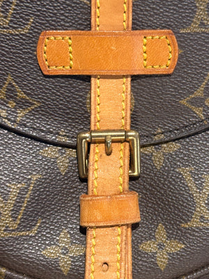 Louis Vuitton Vintage Chantilly PM Monogram Canvas Crossbody Shoulder Bag Brown Leather Trim