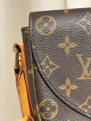 Louis Vuitton Vintage Chantilly PM Monogram Canvas Crossbody Shoulder Bag Brown Leather Trim