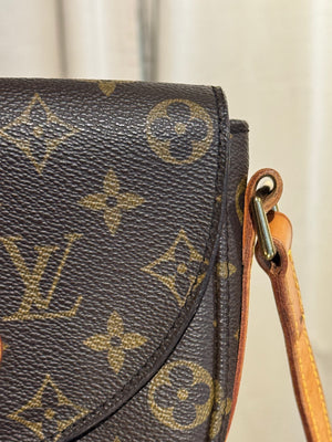 Louis Vuitton Vintage Chantilly PM Monogram Canvas Crossbody Shoulder Bag Brown Leather Trim