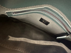 Fendi Baguette Wave detail Shoulder Bag Autum-Winter 2024 Green Khaki Leather Classic FF Monochrome green Hardware