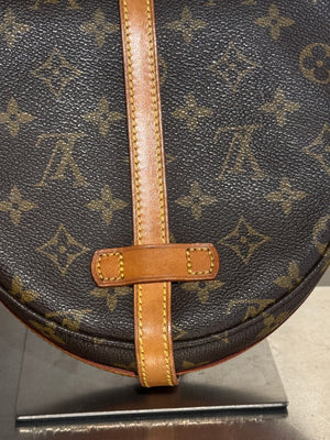 Louis Vuitton Vintage Chantilly PM Monogram Canvas Crossbody Shoulder Bag Brown Leather Trim