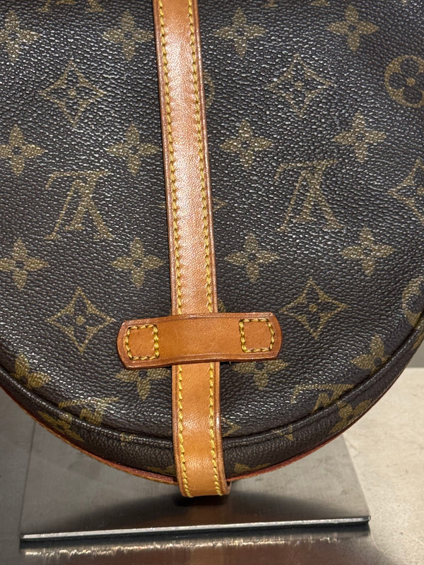 Louis Vuitton Vintage Chantilly PM Monogram Canvas Crossbody Shoulder Bag Brown Leather Trim