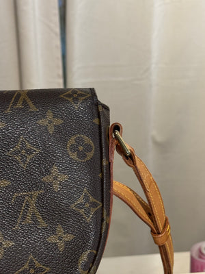 Louis Vuitton Vintage Chantilly PM Monogram Canvas Crossbody Shoulder Bag Brown Leather Trim