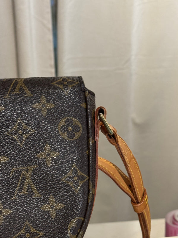 Louis Vuitton Vintage Chantilly PM Monogram Canvas Crossbody Shoulder Bag Brown Leather Trim