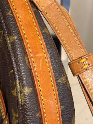 Louis Vuitton Vintage Chantilly PM Monogram Canvas Crossbody Shoulder Bag Brown Leather Trim