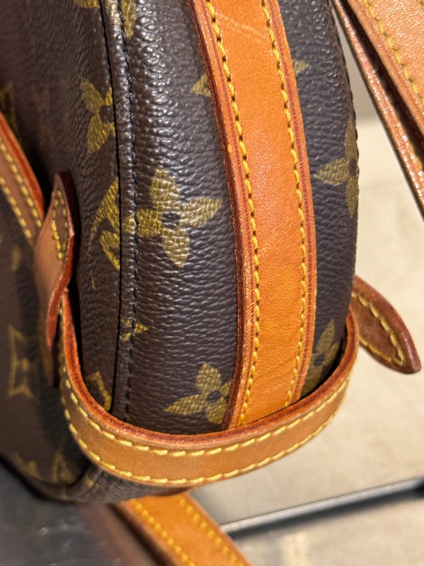 Louis Vuitton Vintage Chantilly PM Monogram Canvas Crossbody Shoulder Bag Brown Leather Trim