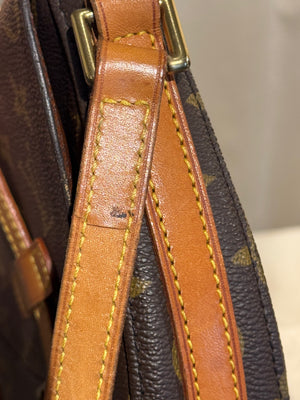 Louis Vuitton Vintage Chantilly PM Monogram Canvas Crossbody Shoulder Bag Brown Leather Trim