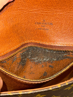 Louis Vuitton Vintage Chantilly PM Monogram Canvas Crossbody Shoulder Bag Brown Leather Trim