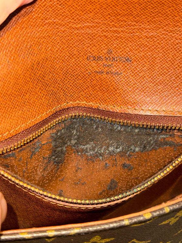 Louis Vuitton Vintage Chantilly PM Monogram Canvas Crossbody Shoulder Bag Brown Leather Trim