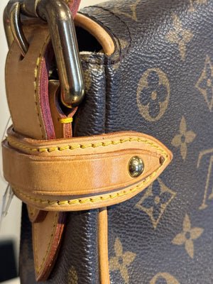 Louis Vuitton Vintage Monogram Canvas Hudson Bag Brown Leather Trim Gold Tone Hardware