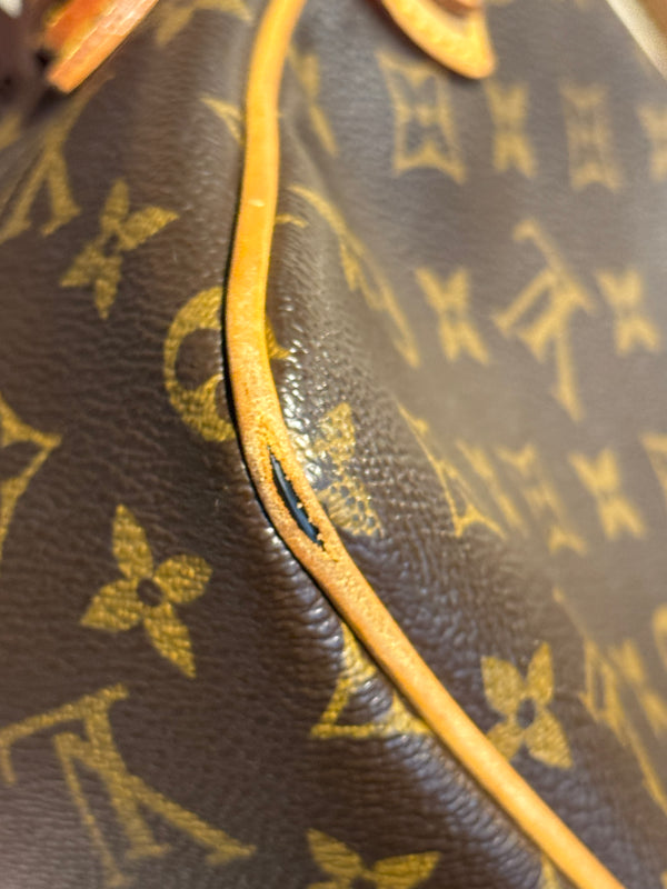 Louis Vuitton Vintage Monogram Canvas Hudson Bag Brown Leather Trim Gold Tone Hardware