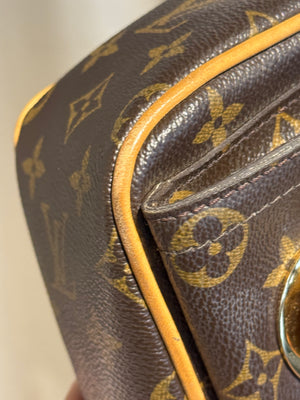 Louis Vuitton Vintage Monogram Canvas Hudson Bag Brown Leather Trim Gold Tone Hardware