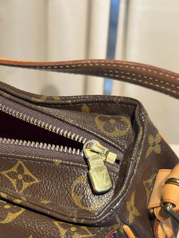 Louis Vuitton Vintage Monogram Canvas Viva Cite MM Shoulder Bag Vachetta Leather Strap Gold Hardware Flap Pockets
