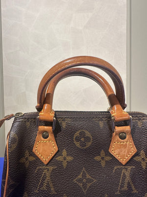 Louis Vuitton Nano Mini 15 Speedy Bag Vintage Monogram Classic Style Chic bowler bag brown leather handles rare
