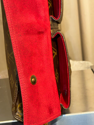 Louis Vuitton Vintage Monogram Canvas Viva Cite MM Shoulder Bag Vachetta Leather Strap Gold Hardware Flap Pockets