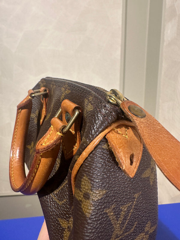 Louis Vuitton Nano Mini 15 Speedy Bag Vintage Monogram Classic Style Chic bowler bag brown leather handles rare